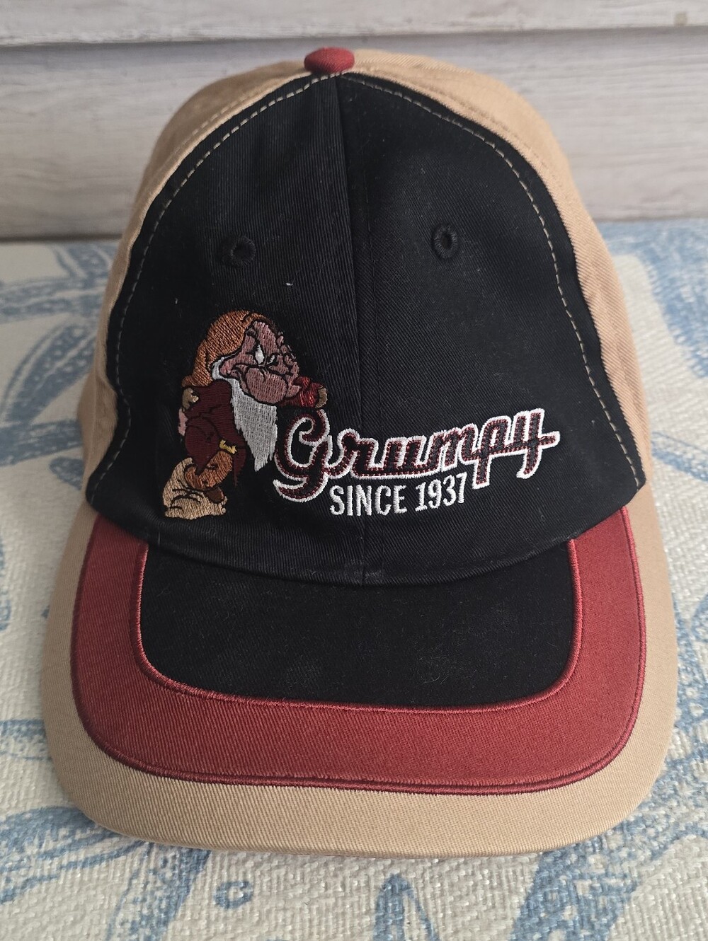 Official Disney Parks Grumpy Since 1937 Tan and Black Baseball Cap